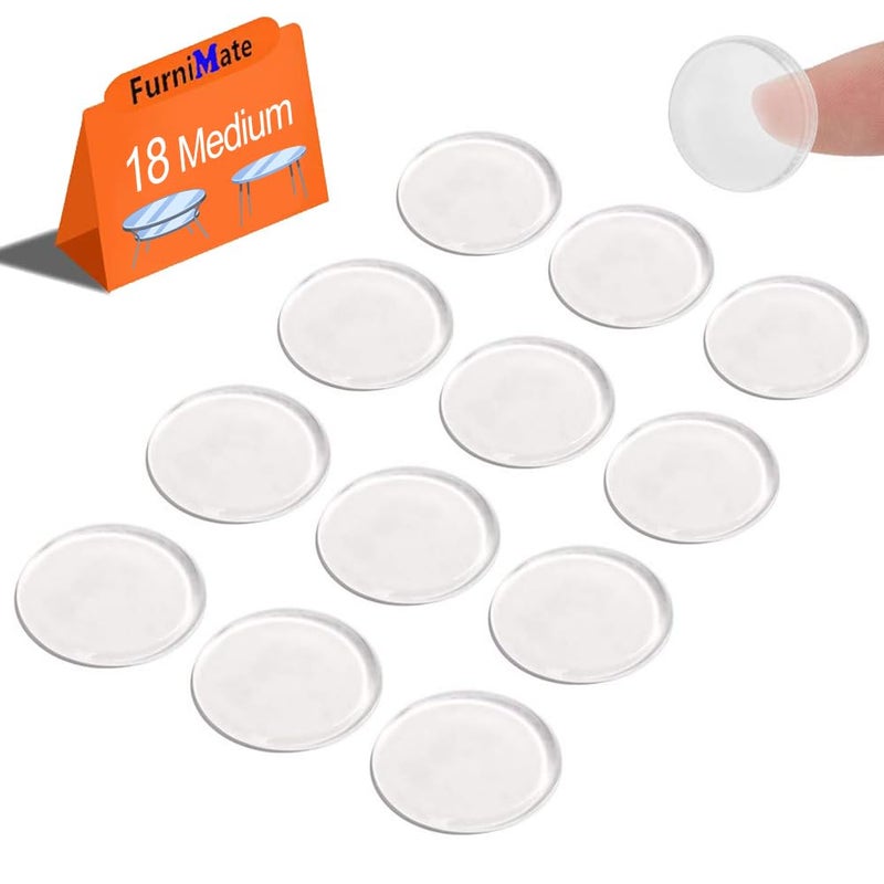 FURNIMATE Glass Table Top Anti Slip Pads Self Adhesive- Glass Table Top Bumpers Large 18PCS 4/5 inch, Rubber Feet for Cutting Board - Image 1